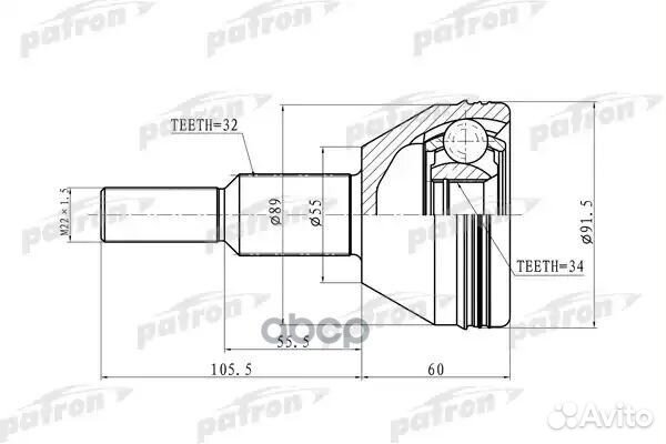 ШРУС наружн 32x55x34 chrysler: pacifica 07-08