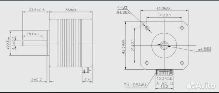 Шаговый двигатель nema US-17HS4401S
