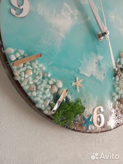 Часы настенные Море из эпоксидной смолы