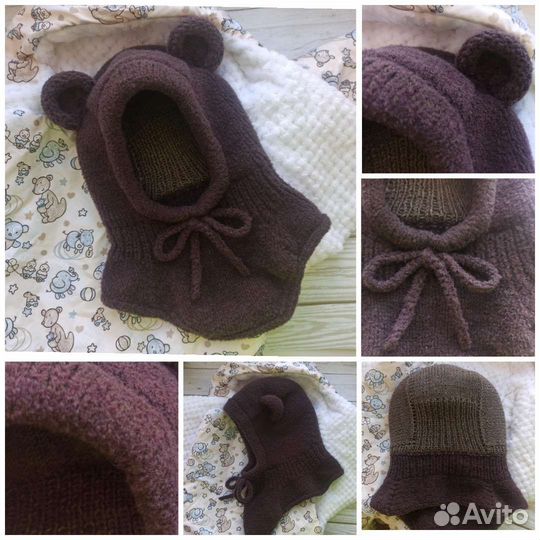 Детская шапка шлем вязаная для мальчика