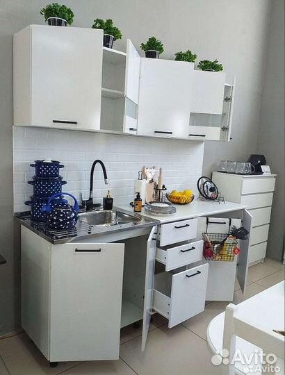 Кухонный гарнитур, кухня белый глянец 2 метра