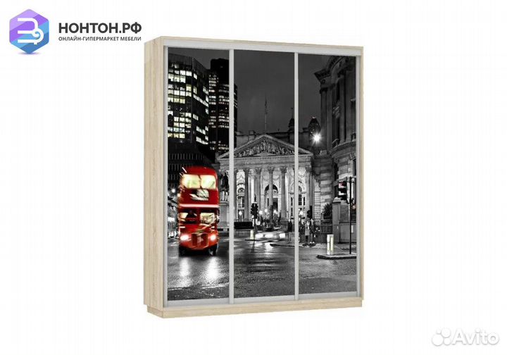Шкаф-купе Нонтон 3-дверный сонома / ночной Лондон