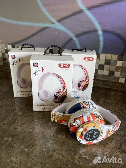 Детские беспроводные наушники складные светящиеся