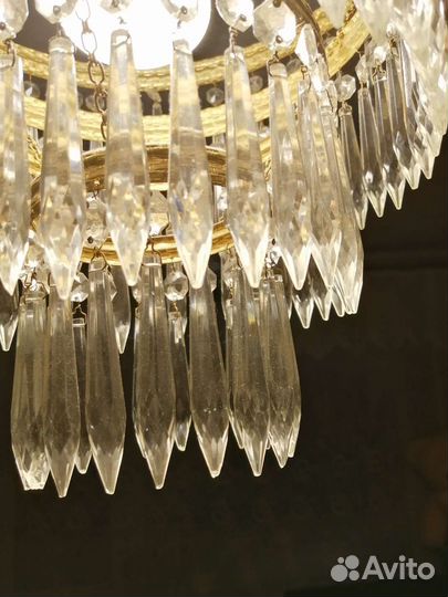 Хрустальная люстра СССР винтажная начала 70г
