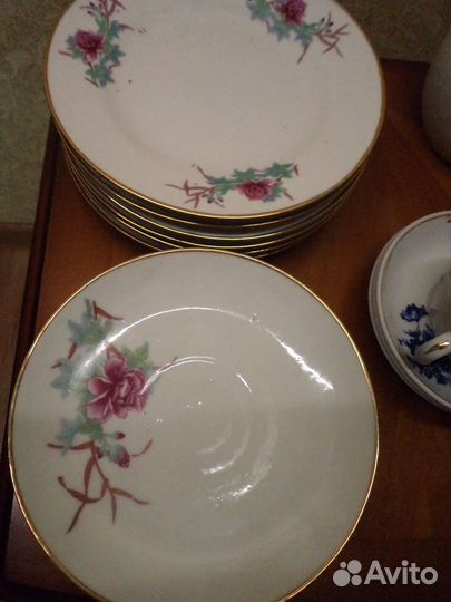 Лфз тарелки и блюдца старый Китай сахарница СССР