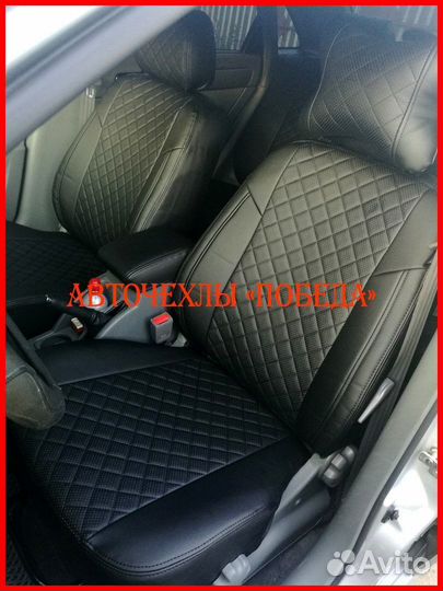 Чехлы Chevrolet Lacetti из экокожи чёрные Ромб