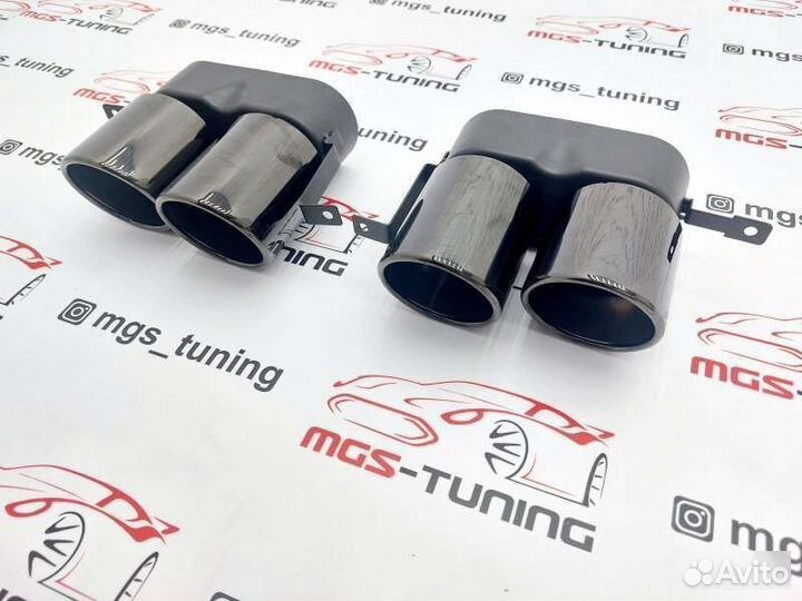 Насадки на выхлоп бмв 3 G20 двойные темный хром