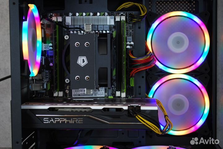 Игровой Xeon E5 2680V2 10 ядер + RX 570 Аквариум