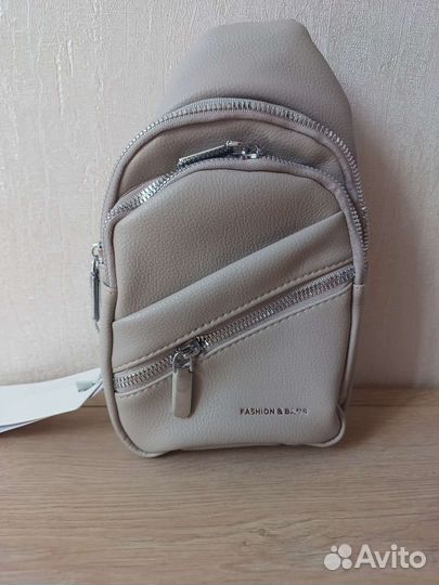 Слинг рюкзак женский серый новый