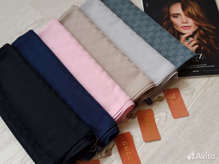 Палантин бежевый Кашемир Gucci 8 цветов