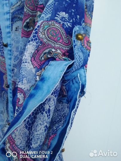 Батник женск 52-56 с джинсовыми вставками. Легкий