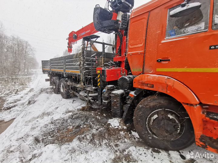 Бортовой грузовик КАМАЗ 65115 с КМУ Kanglim, 2023