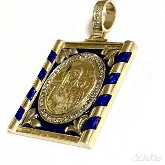 Золотая подвеска-ладанка с бриллиантами и эмалью 5