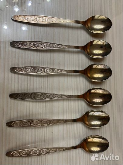Мельхиоровые чайные ложки позолоченые