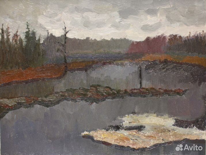 Картина маслом зимний пейзаж этюд