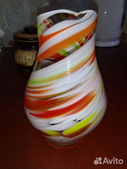 Кувшин рябина и цветное стекло СССР