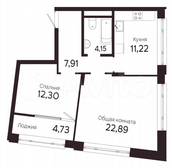 2-к. квартира, 63 м², 6/22 эт.
