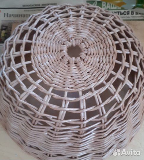 Плафон из бумажной лозы, диаметр 35 см, высота 14