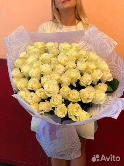 51 роза белая 80 см импорт