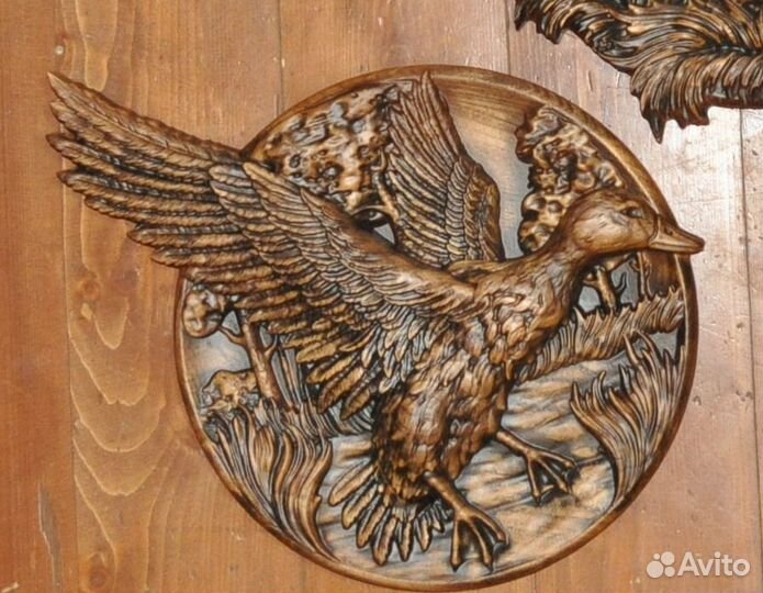 Деревянное панно звери, размер 30-35 см