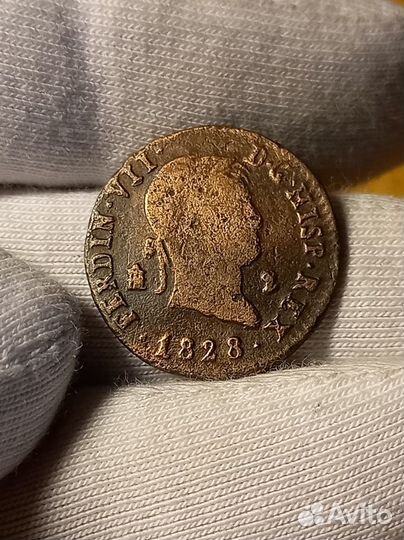 Монета Испания 1828 год