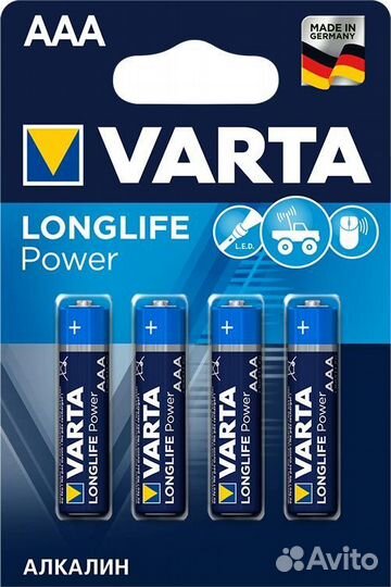 Батарейки varta longlife power LR03 BL4