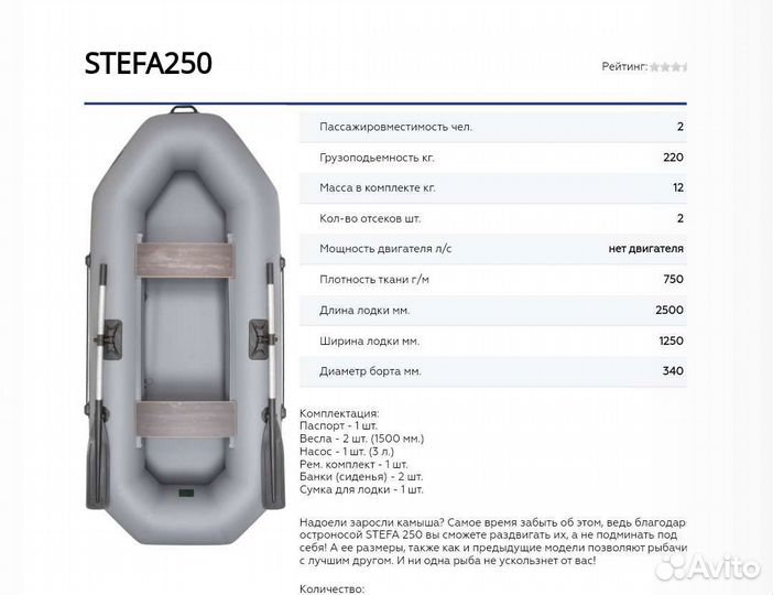 Лодка надувная Stefa 250
