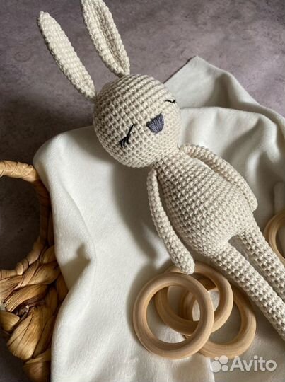 Заяц вязаный крючком/амигуруми/зайчик из хлопка