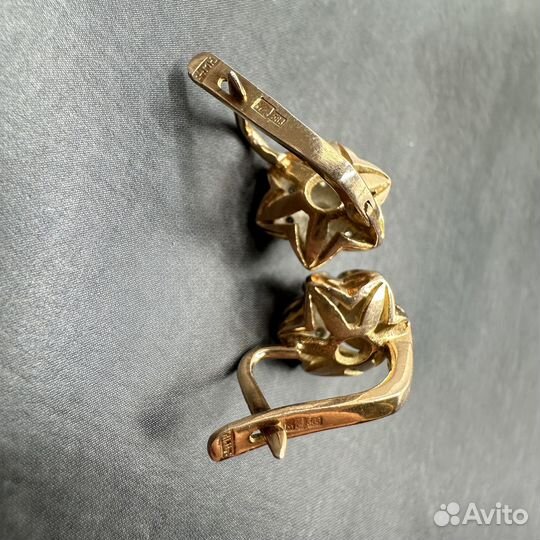 Золотые серьги малинки с бриллиантами 0,41 583