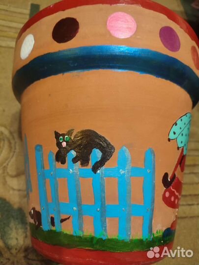 Горшок керамический для цветов ручная роспись 10л