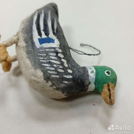 Ёлочная игрушка СССР утка папье-маше вата