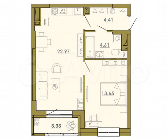 2-к. квартира, 47,3 м², 14/23 эт.