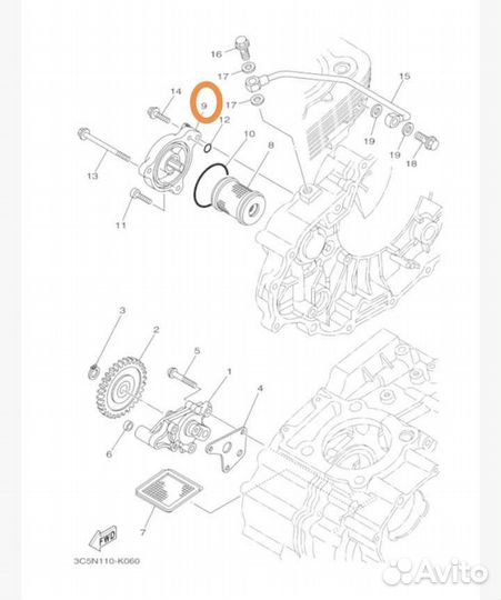 Оригинальная крышка масляного фильтра Yamaha XT250