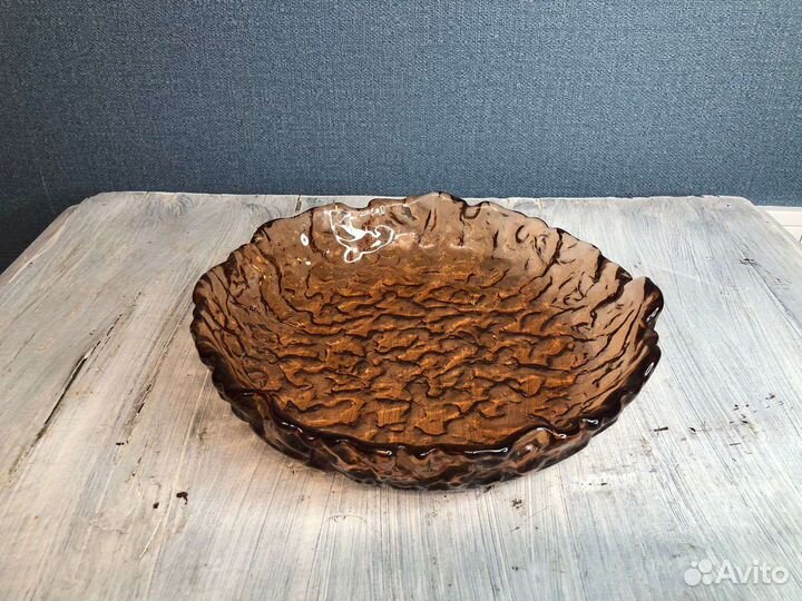 Ваза для фруктов цветное стекло СССР