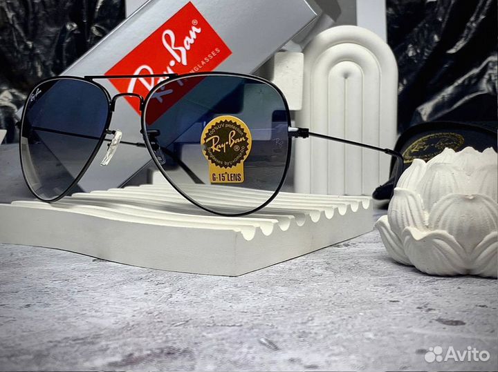 Очки Ray Ban Aviator серебристые