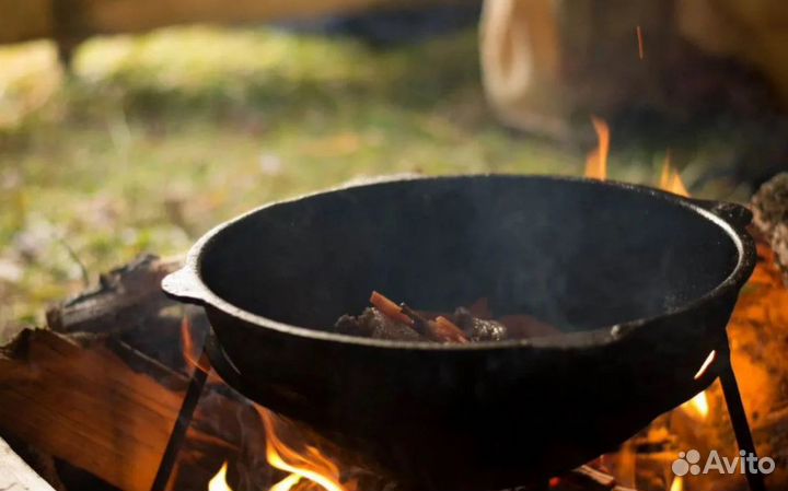Казан чугунный узбекский 3,5 литра обожженный