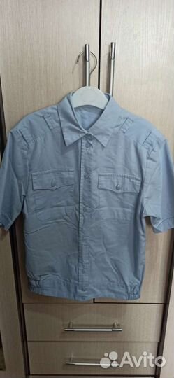Кадетская рубашка голубая рост 158