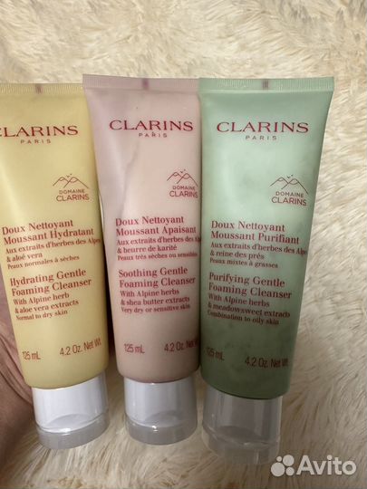 Clarins лосьон, очищающие пенящиеся крема и гель