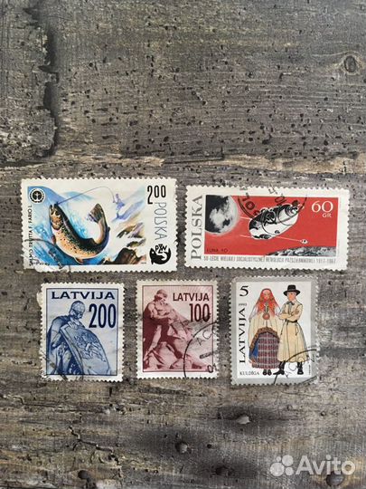 Марки почтовые.Куба,Польша,Латвия