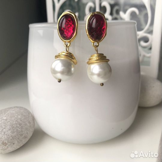 Серьги винтажные Vintage с жемчугом