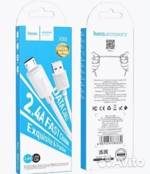 Кабель оптом. USB hoco X88, microusb, 2.4А, 1 м
