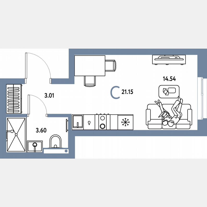 Квартира-студия, 21,2 м², 10/23 эт.
