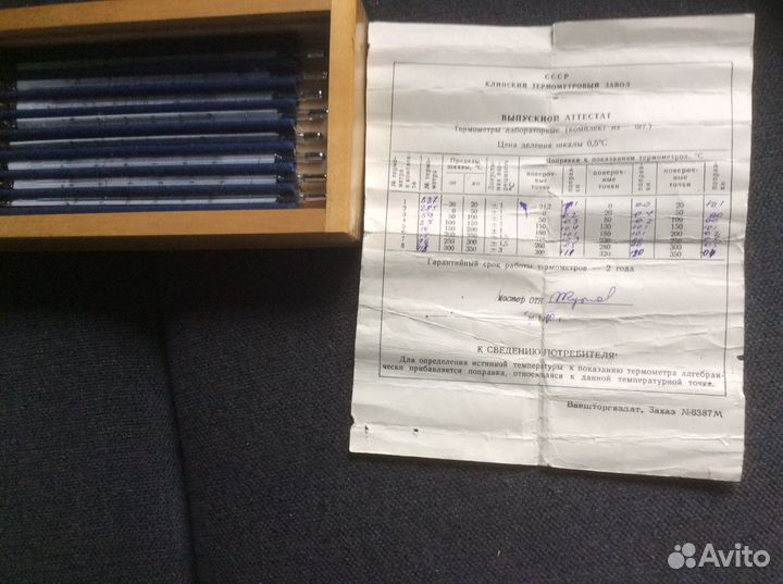 Набор термометров СССР для точнейших лабораторных