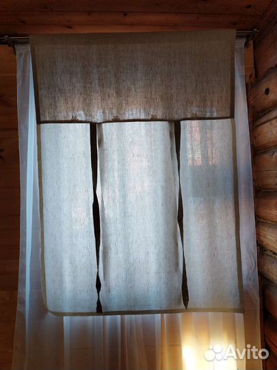 Штора льняная/хлопок на лентах 100/140
