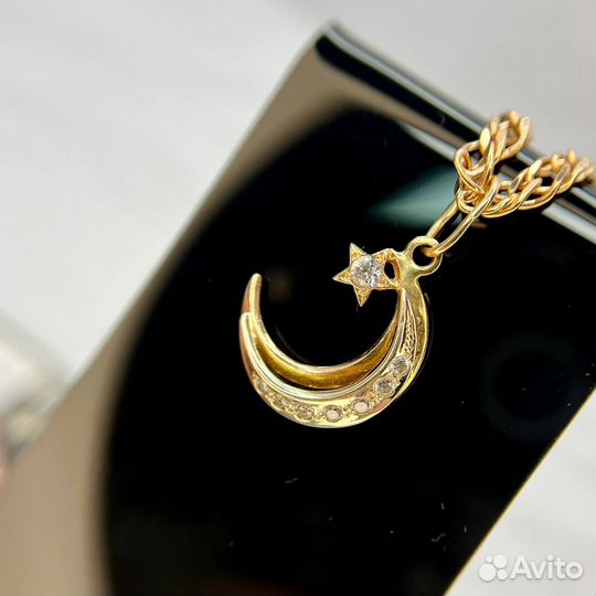 Золотая подвеска полумесяц 585 золото