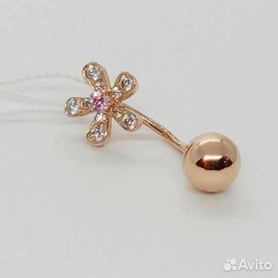 Золотой пирсинг с фианитом