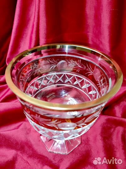 Редкая хрустальная ваза Чехословакия 1970-1980 гг