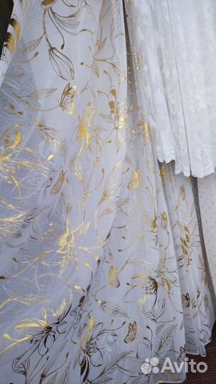 Тюль Лён батист Золото, Серебро