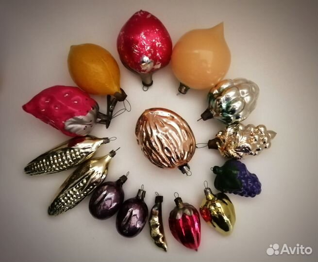 Елочные игрушки СССР (фрукты, овощи)