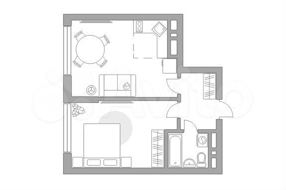 2-к. квартира, 44,5 м², 5/23 эт.